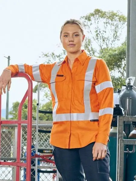 Bisley Apex 185 Women's X-Taped Hi Vis FR Vented Shirt BL8439XT Metro Workwear.